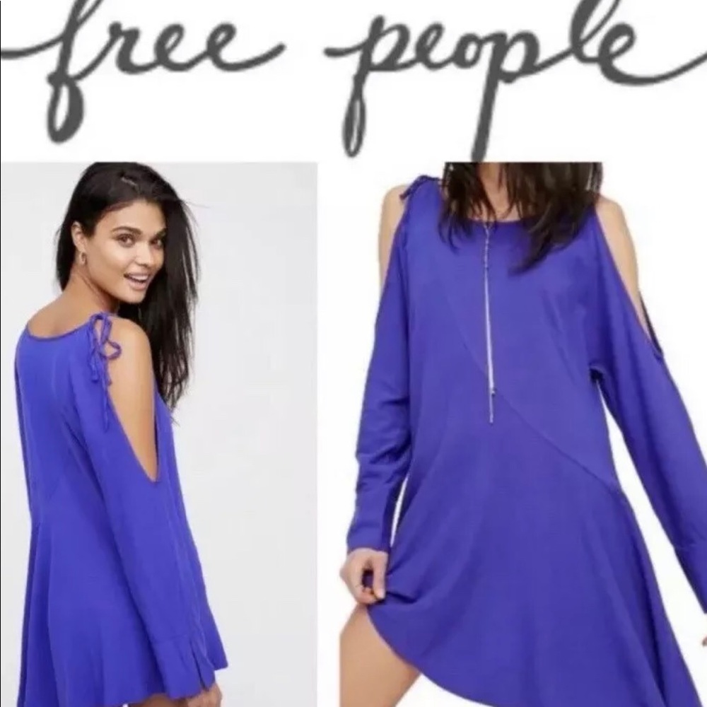 Free people purple cold shoulder tunic dress sz M